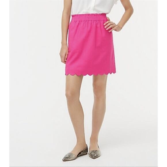 J. Crew Factory Dresses & Skirts - J. Crew Women's‎ Size 0 Scalloped Linen Cotton Pink Elastic Waist Skirt NWT